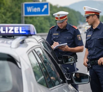 Pokuty v Rakúsku – rakúski policajti pri cestnej kontrole